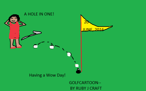 HAVING A WOW DAY...HOLE IN ONE. GOLF CARTOON 20